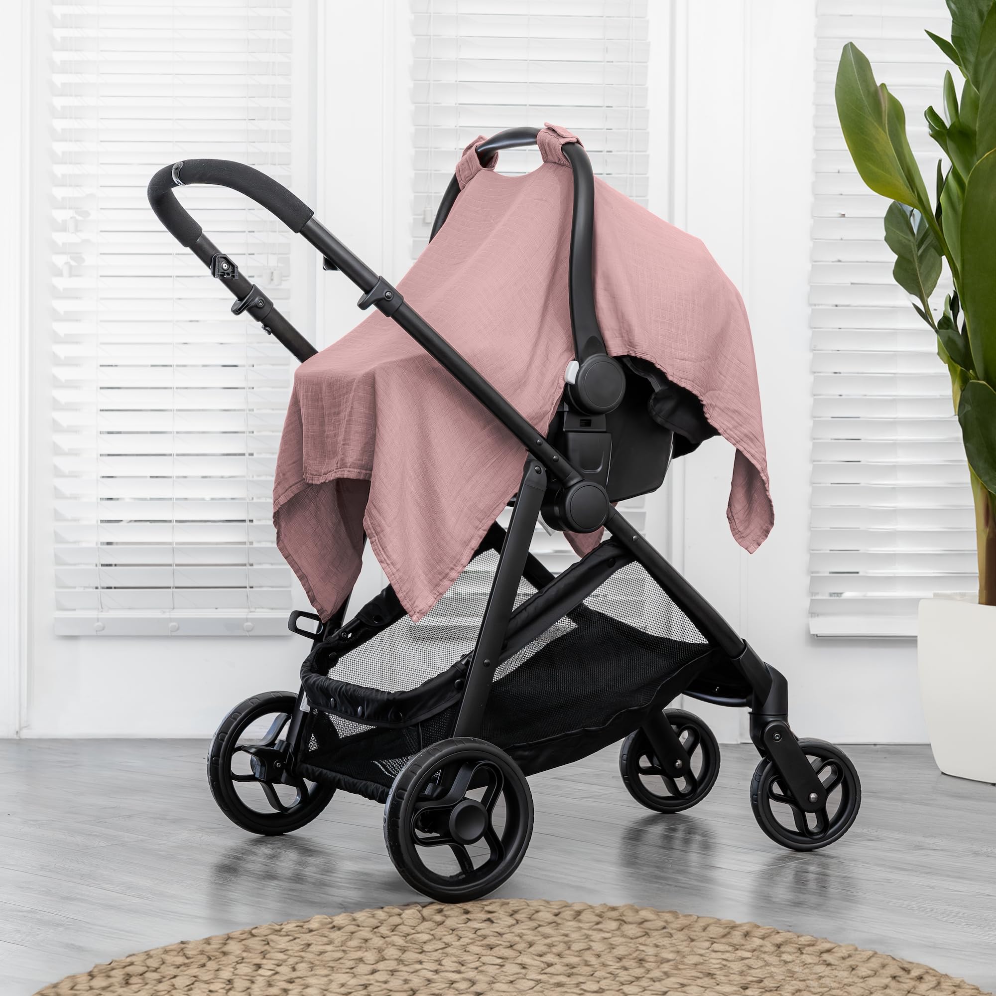 Comfy Cubs car seat cover with secure snap closure for snug, secure fit.