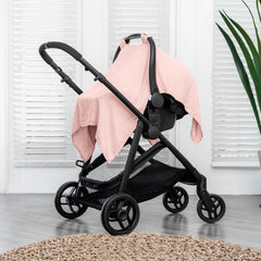 Comfy Cubs car seat cover with secure snap closure for a snug, easy fit.