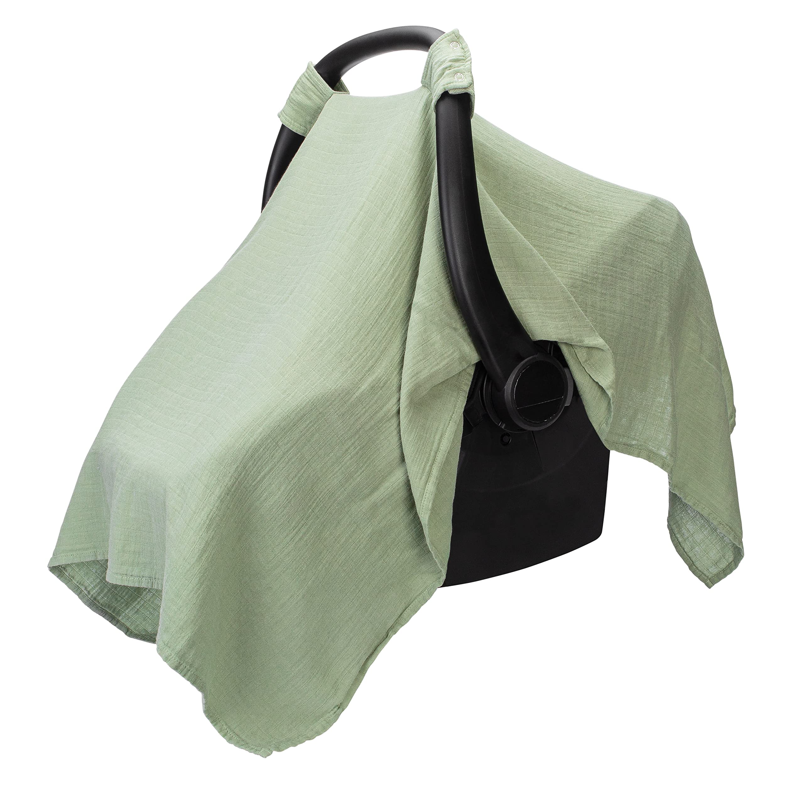 Comfy Cubs baby car seat cover in soft-breathable-bamboo-rayon-muslin-blend for cozy travel.