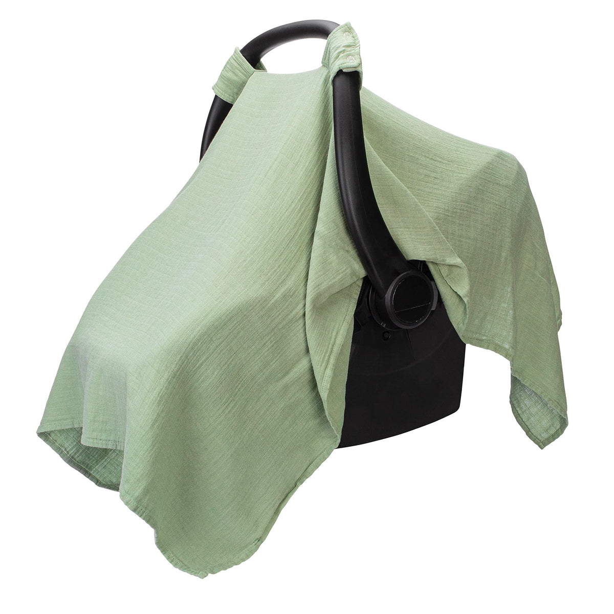 Comfy Cubs baby car seat cover in soft-breathable-bamboo-rayon-muslin-blend for cozy travel.