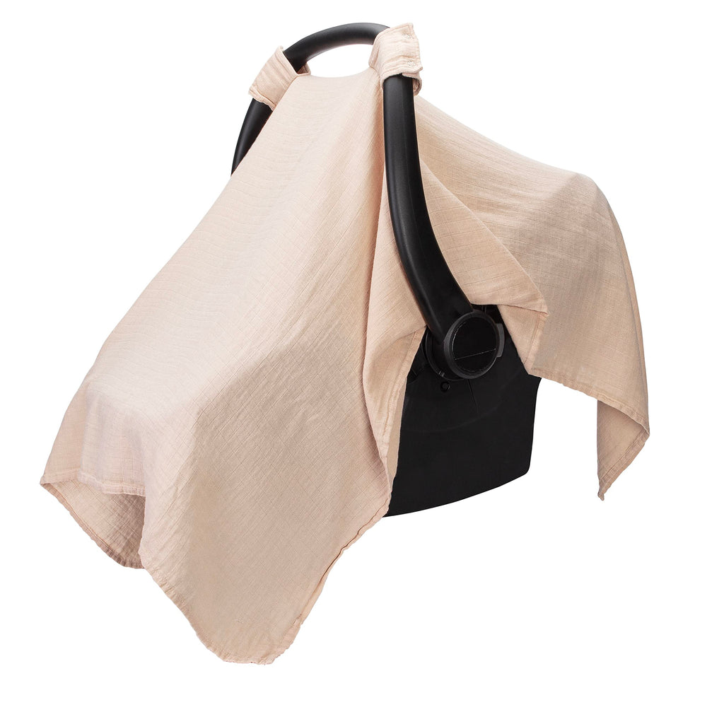 Comfy Cubs baby car seat cover soft texture showcasing cozy, skin-friendly feel for nap-time comfort.