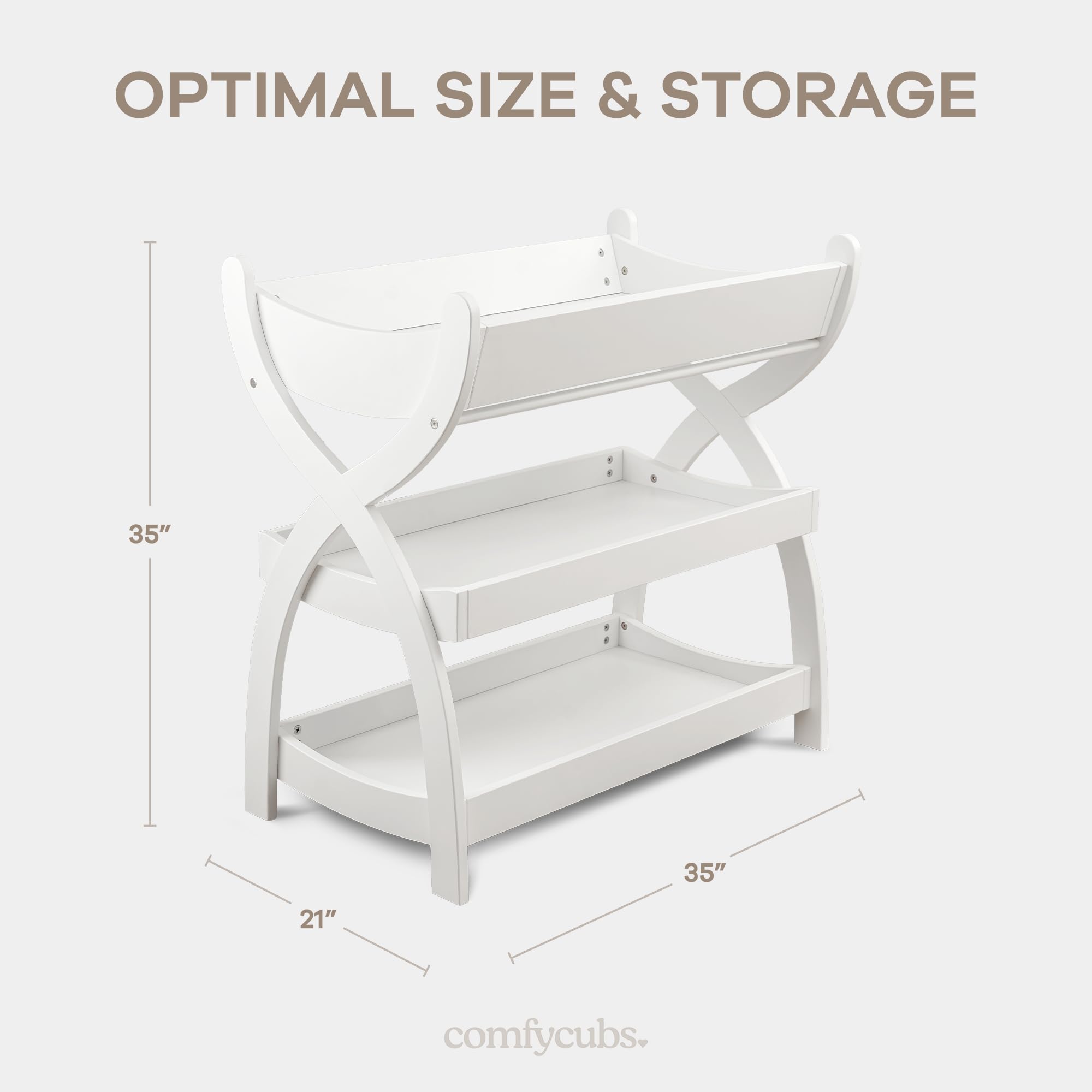 Comfy Cubs open-surface design offers generous space for comfortable diapering.