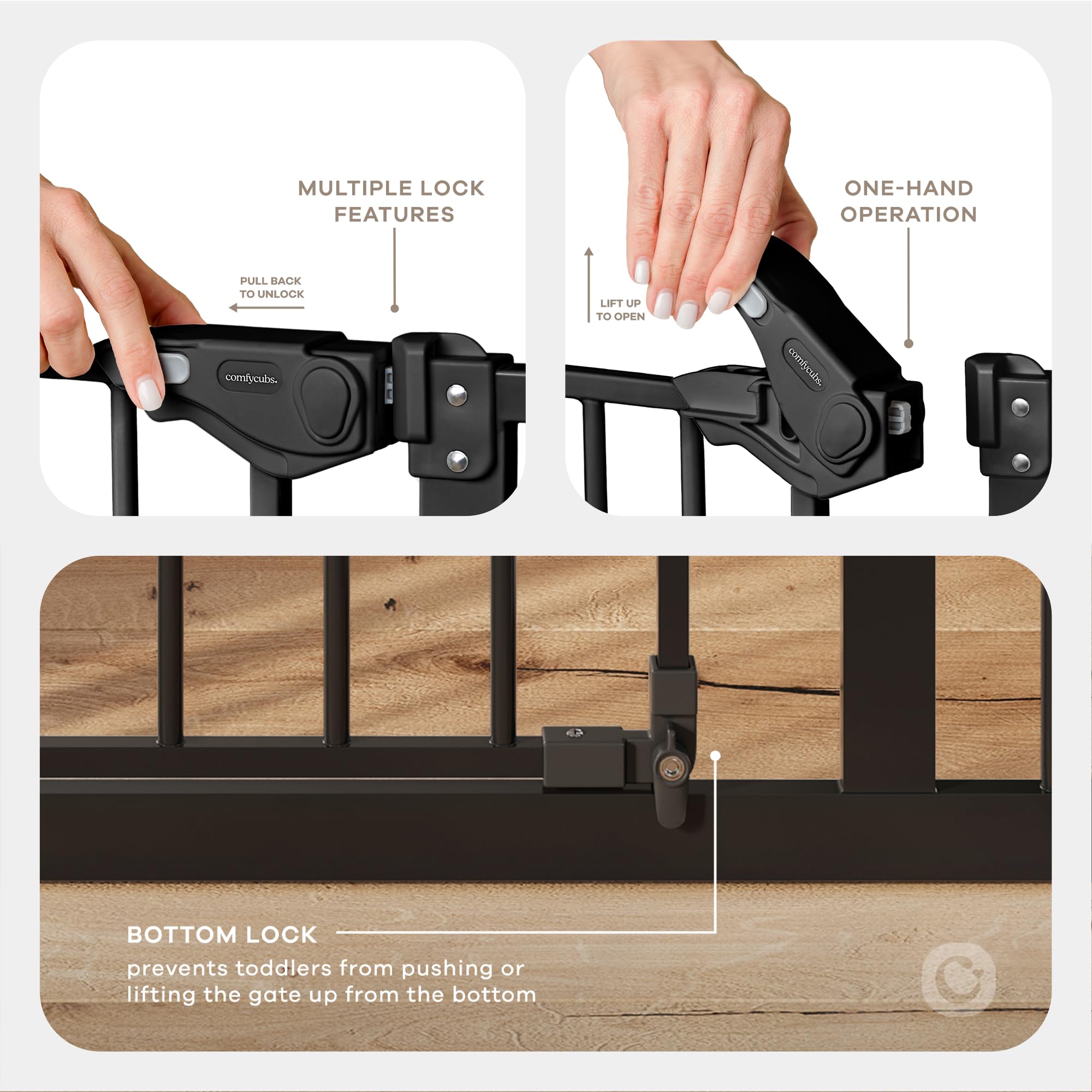Comfy Cubs powder-coated finish – rust-resistant, sleek black look complements home décor.