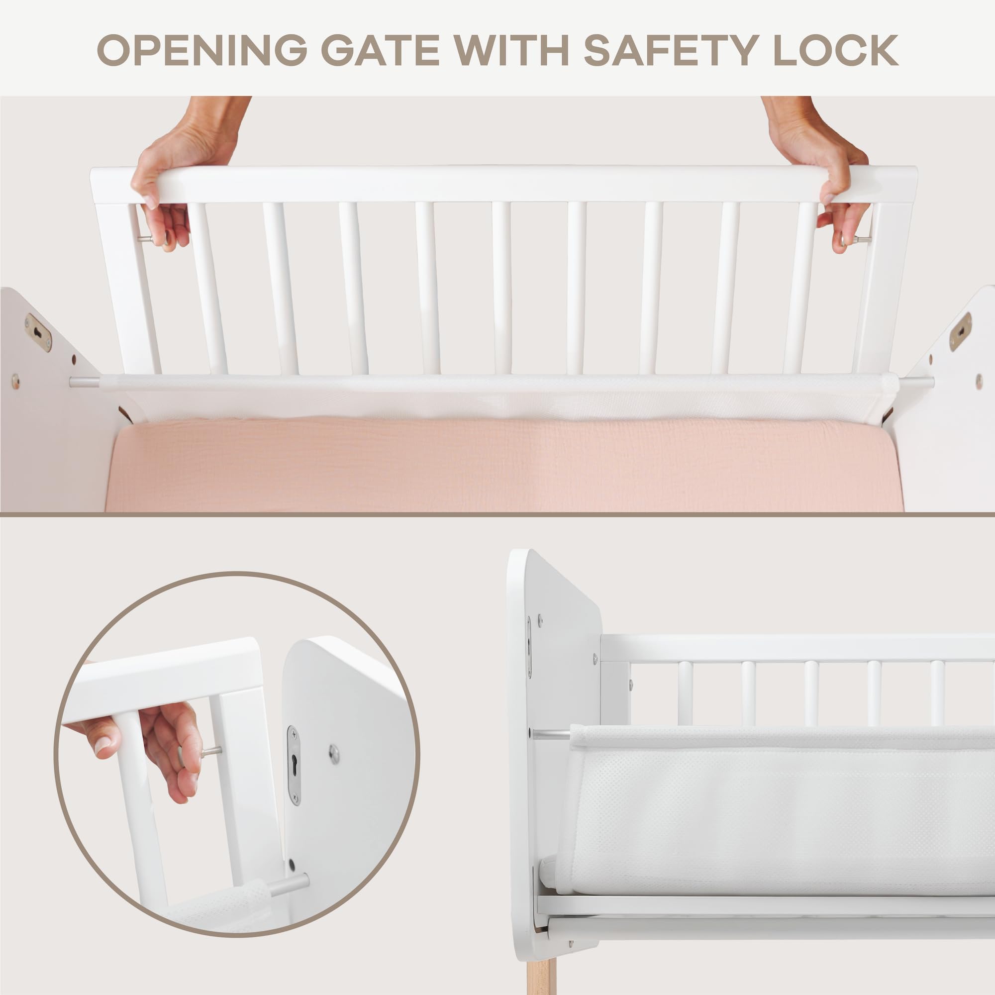 Comfy Cubs bassinet bed belt secures baby during co-sleeping.