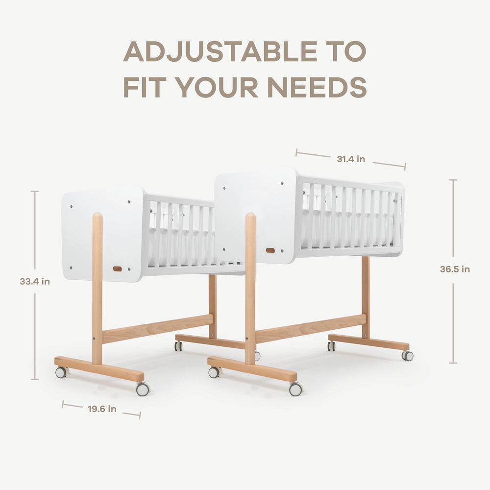 Comfy Cubs bassinet converts to a child's desk for growing needs.