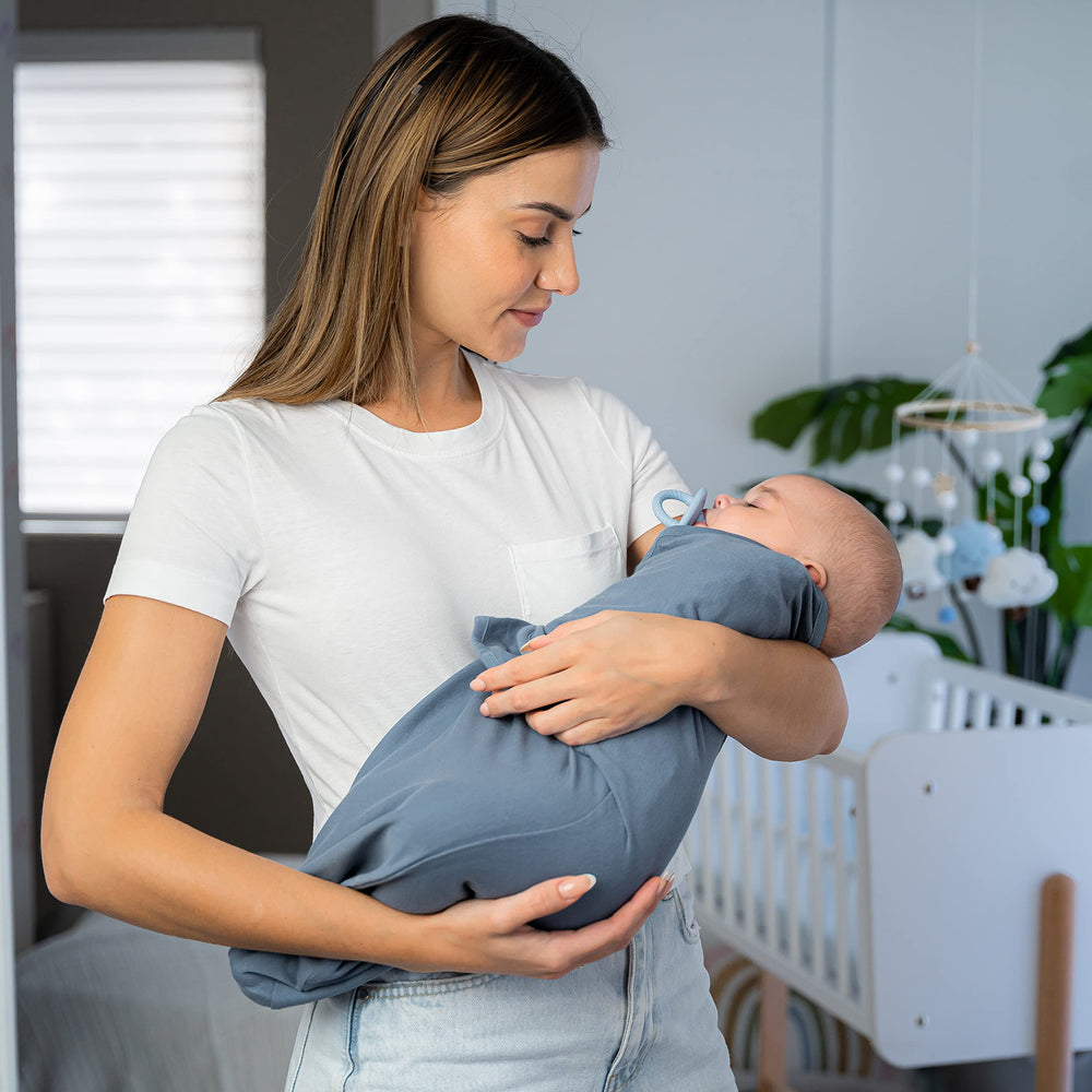 Comfy Cubs Easy Swaddle 3-pack in nursery bag demonstrates convenience
