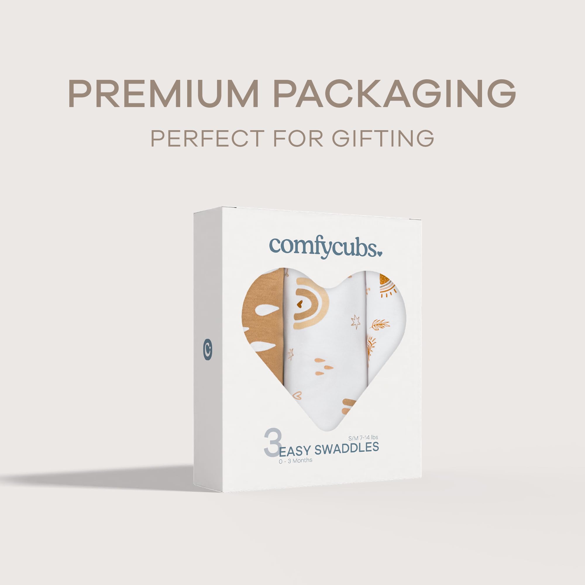 Comfy Cubs Easy Swaddle Blanket 3-pack in stroller/diaper bag, durable and machine-washable.