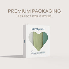 Comfy Cubs Easy Swaddle Blanket Azul features adjustable Velcro for secure, comfortable sleep