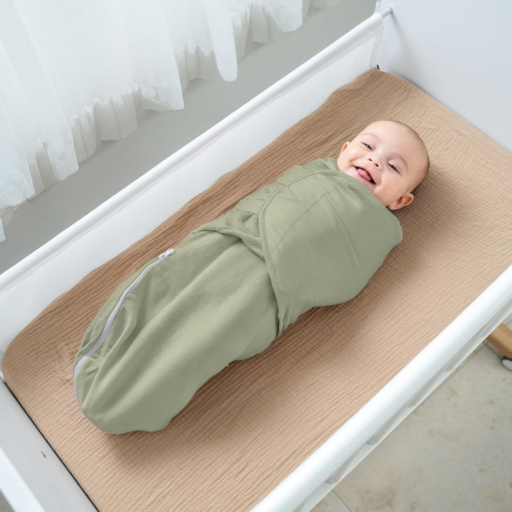 Comfy Cubs Easy Swaddle Blanket Pacific Blue demonstrates breathable cotton for year-round comfort.