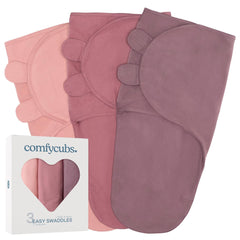 Comfy Cubs Easy Swaddle Blanket pack close-up emphasizes breathable cotton for all-season comfort.