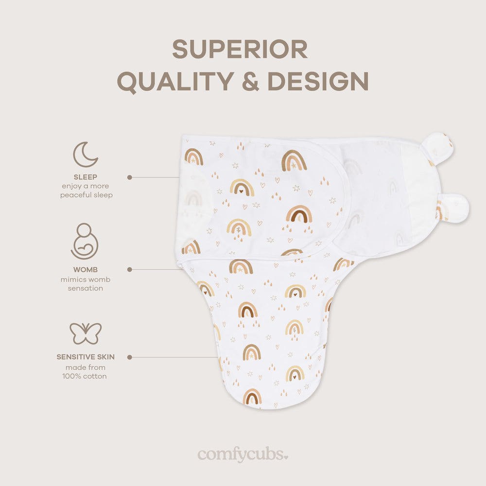 Comfy Cubs Easy Swaddle cotton texture highlighting breathable, temperature-regulating fabric