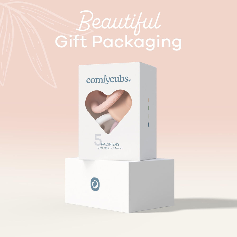 Comfy Cubs pacifiers in gift-ready packaging for new parents