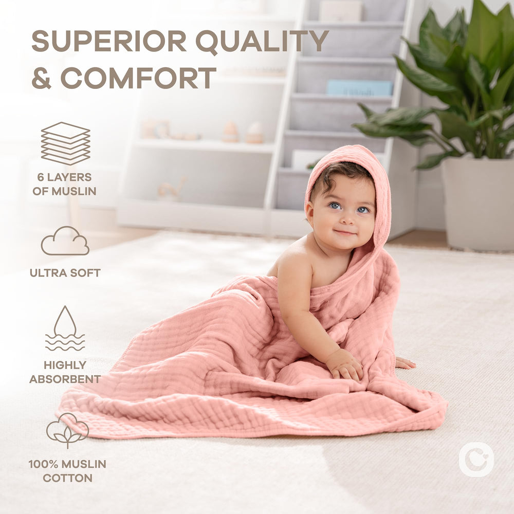 Comfy Cubs hooded towel highly absorbent for quick post-bath drying