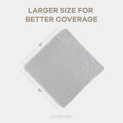 Comfy Cubs hooded towel hooded corner closeup highlights absorbent layers for quick drying.