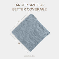 Large 32x32 hooded towel from Comfy Cubs—covers growing babies during bath time.