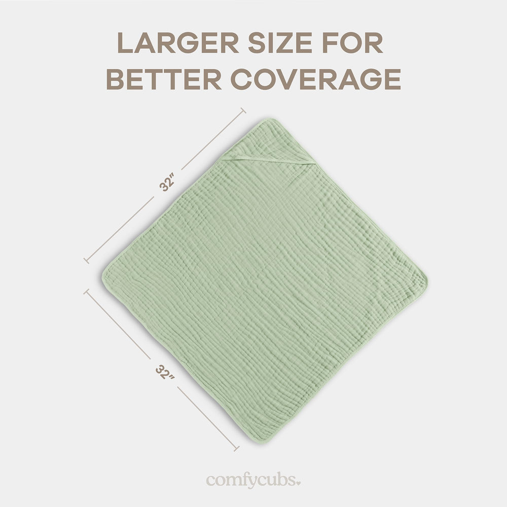 Comfy Cubs hooded towel muslin closeup reveals premium layers.
