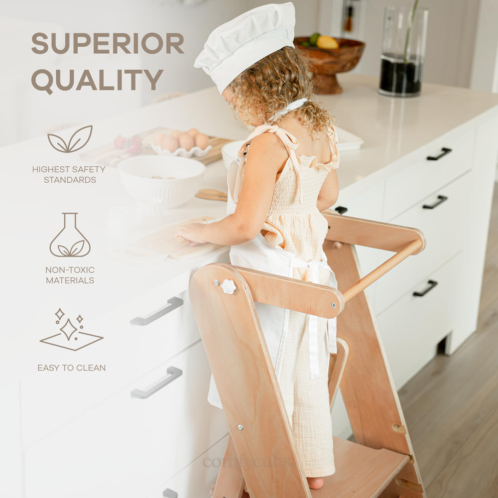 Comfy Cubs stool supports brushing teeth with elevated reach and stability.