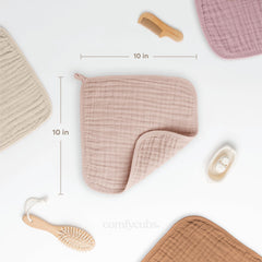 Comfy Cubs muslin baby washcloths bath time softness: gentle on delicate skin.
