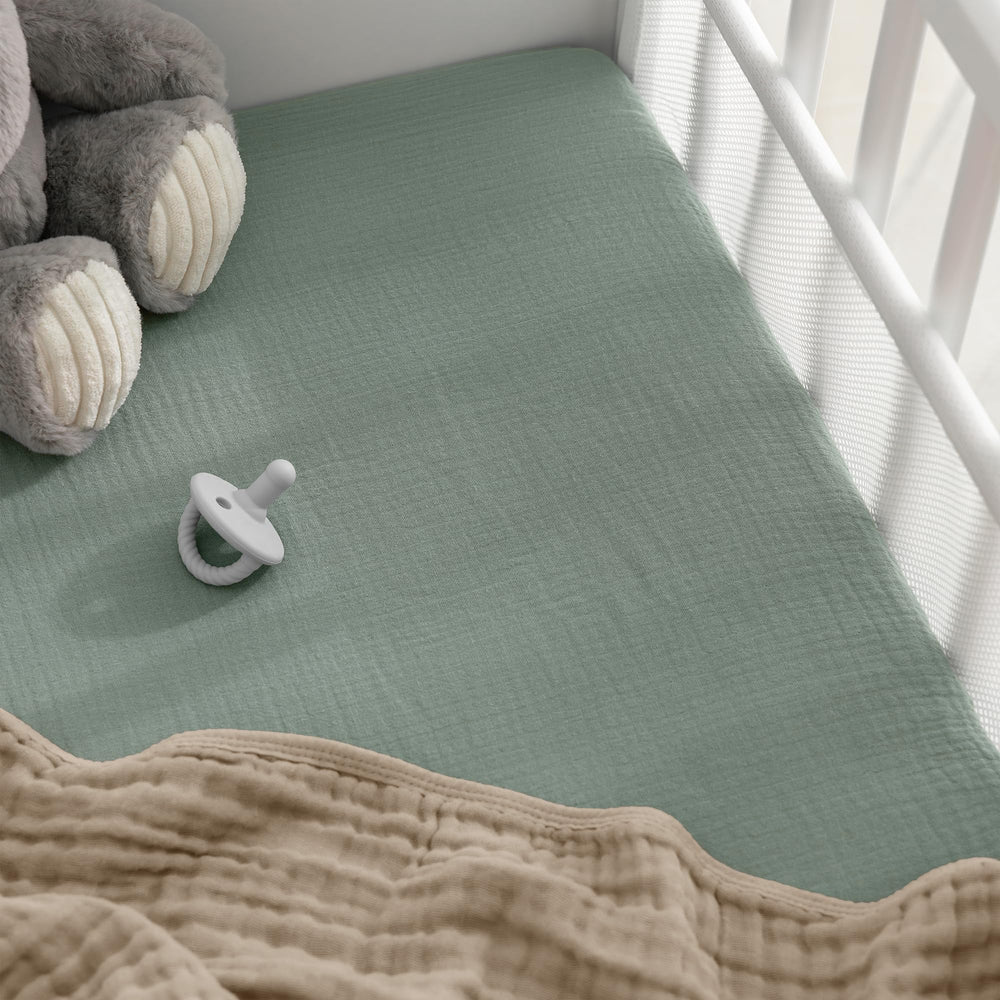 Comfy Cubs Muslin Bassinet Sheet care-wash designed to stay soft after many machine washes