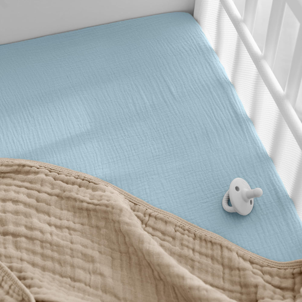Comfy Cubs sky blue color — soothing hue for nursery decor and calming sleep.