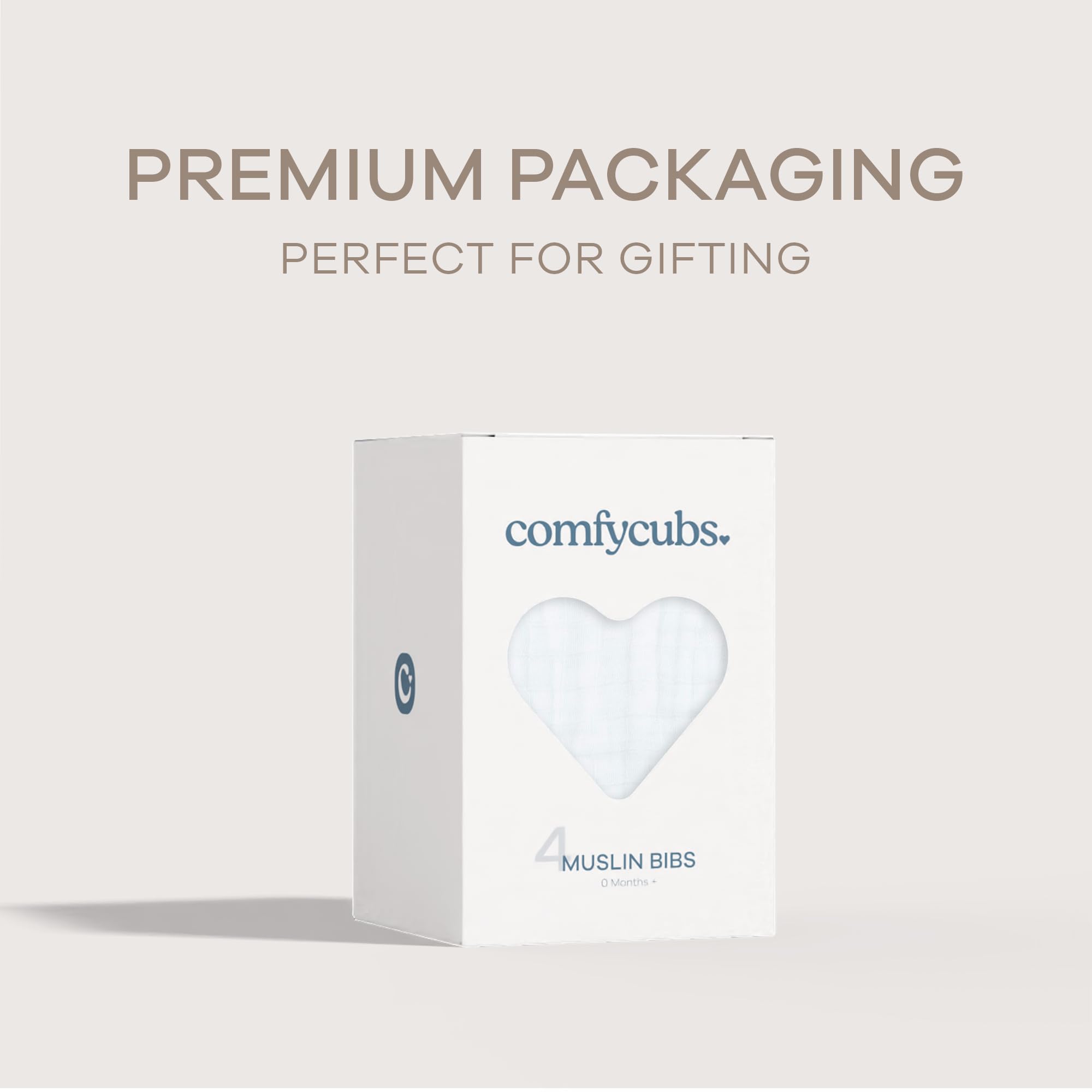 Comfy Cubs muslin bib gift box ideal for baby showers and gifts.