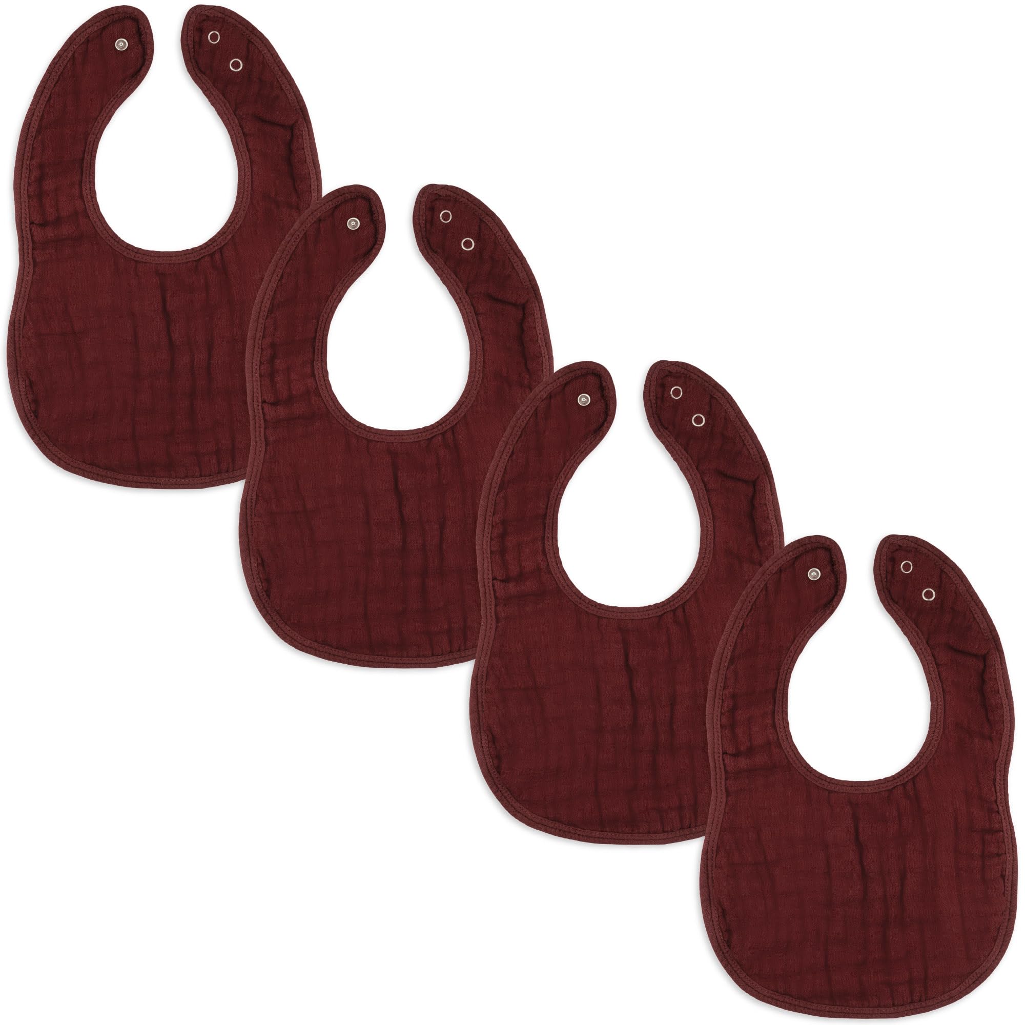 Comfy Cubs muslin bibs in wine show soft fabric gentle on baby's skin