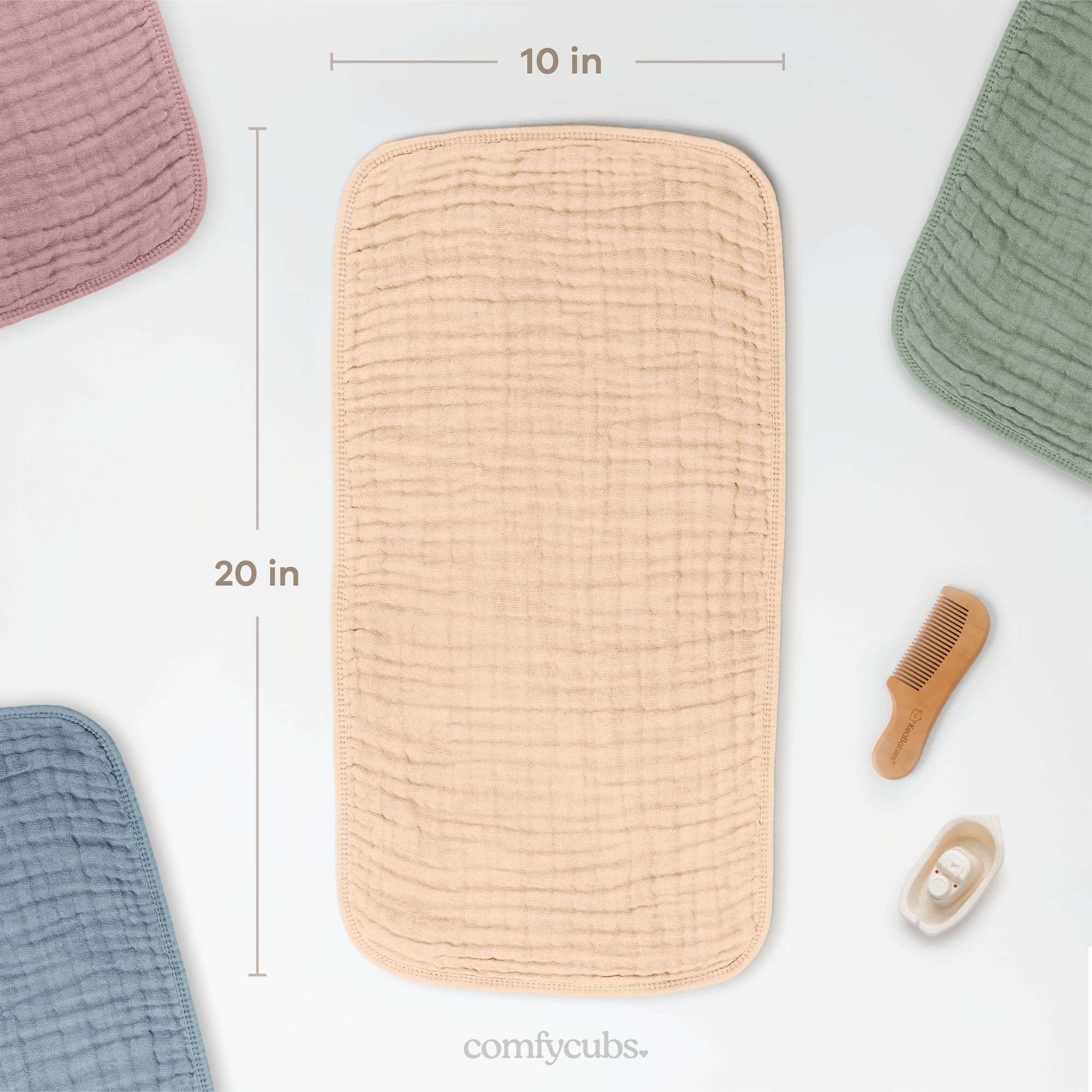 Comfy Cubs 20x10 burp cloths provide full shoulder coverage and mess containment.