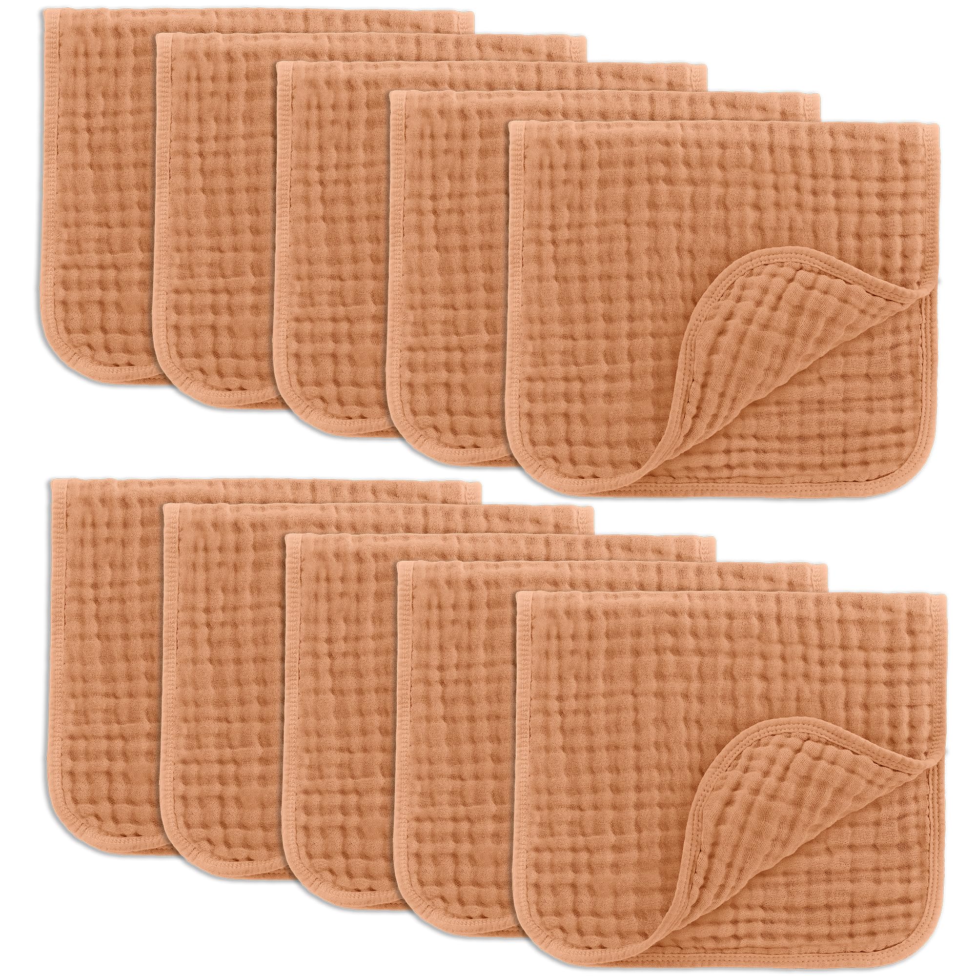Comfy Cubs muslin burp cloths 20x10 pack-10 with soft, breathable fabric for gentle baby care