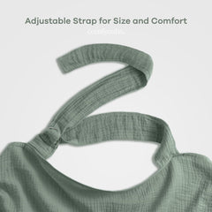 Comfy Cubs Muslin Nursing Cover Fern adjustable neck strap for a secure fit.