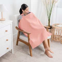 Comfy Cubs Muslin Nursing Cover with rounded neck opening for easy baby sightlines.
