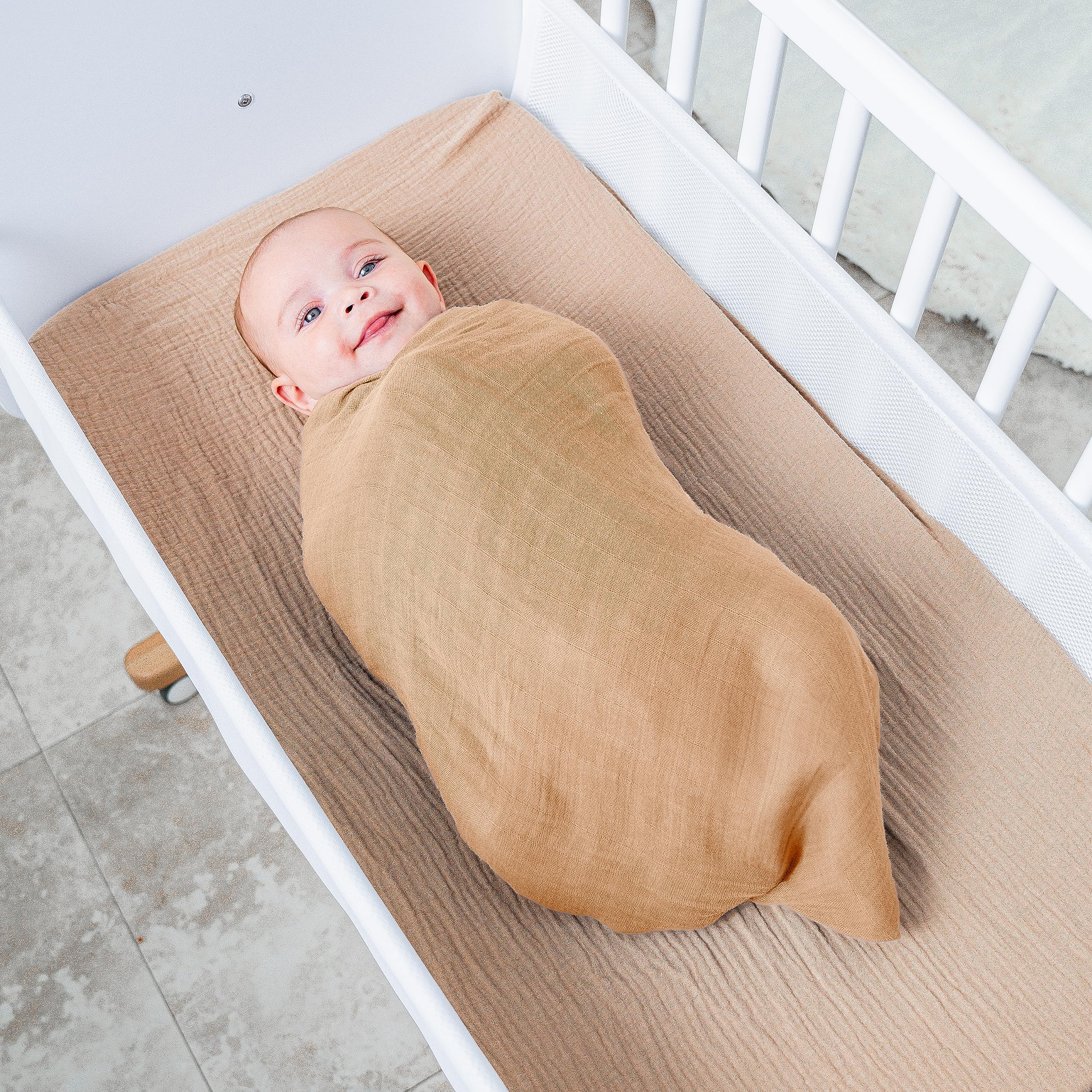 Comfy Cubs muslin swaddle blanket 47x47, large coverage for secure swaddling