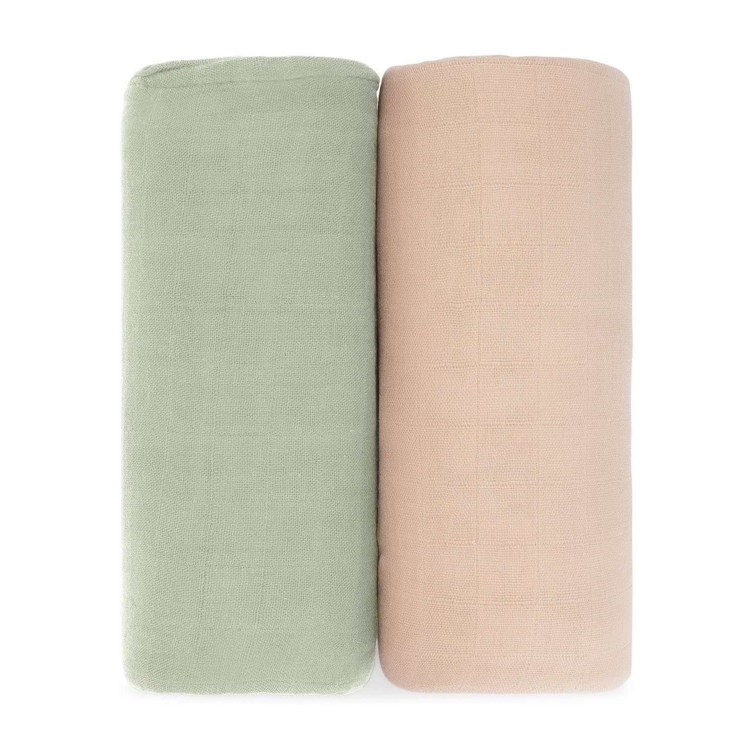 Comfy Cubs muslin swaddle blankets 2-pack folded for gentle skin comfort