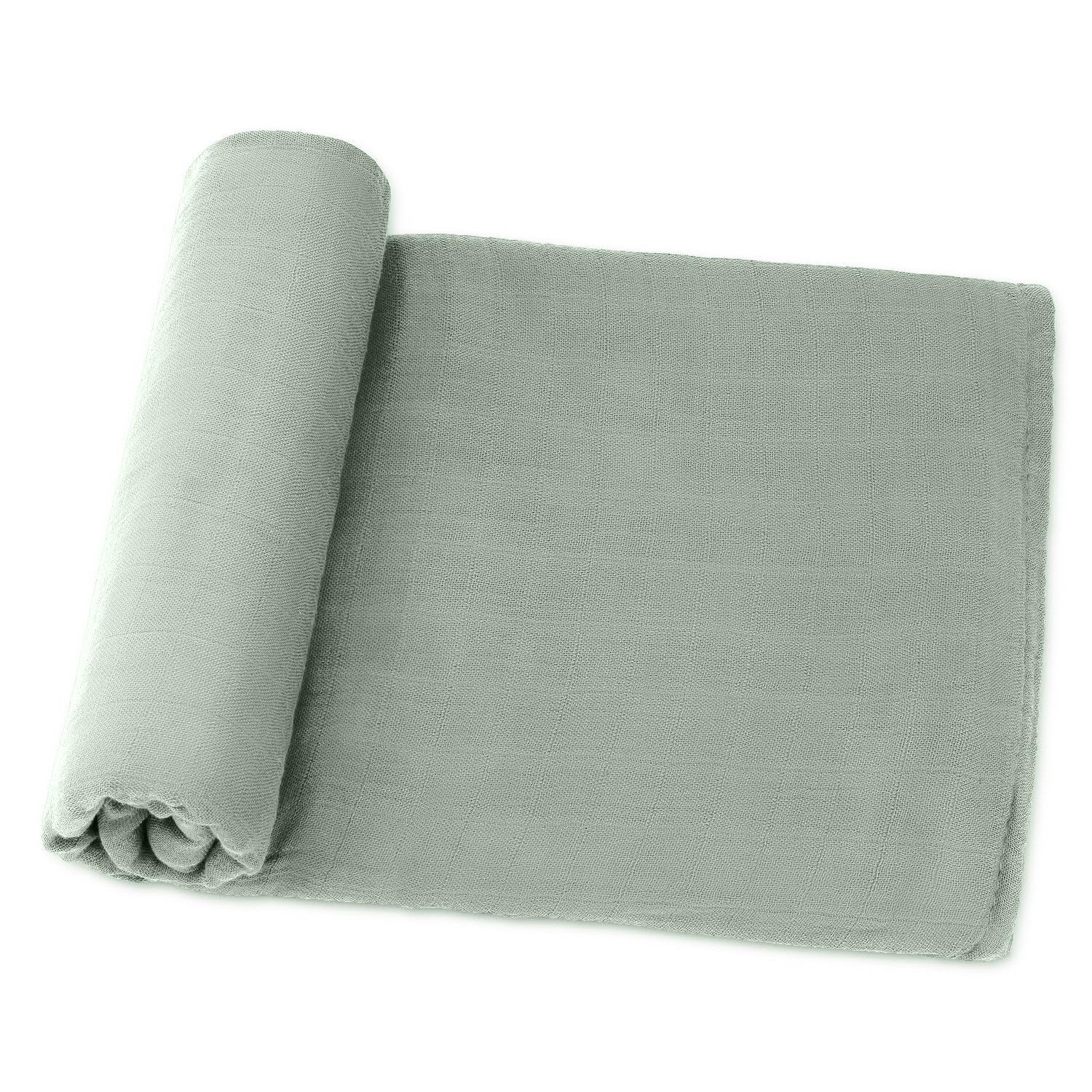 Comfy Cubs muslin swaddle blanket Fern close-up shows soft cotton texture