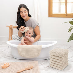 Comfy Cubs Muslin washcloths 10x10 size for generous bath coverage