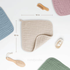 Comfy Cubs washcloths 6-layer texture absorbs spills efficiently