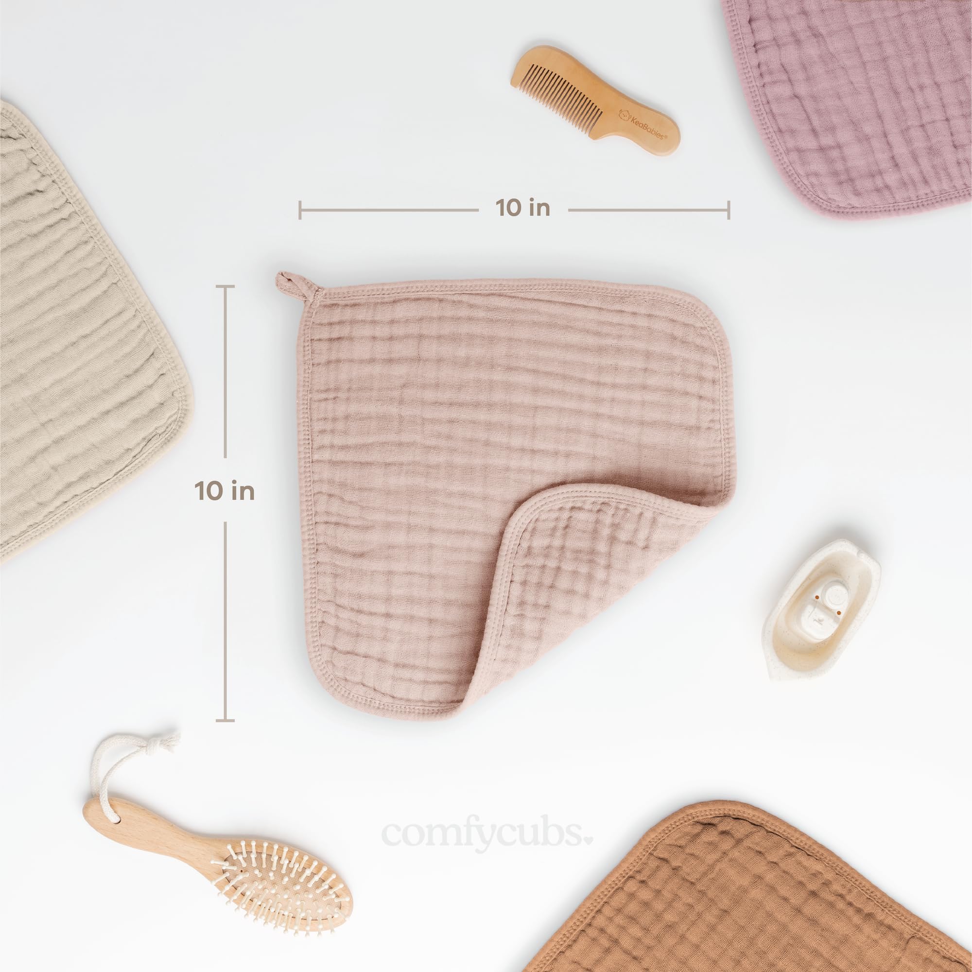 Close-up of six-layer texture on Comfy Cubs washcloths highlighting absorbency.