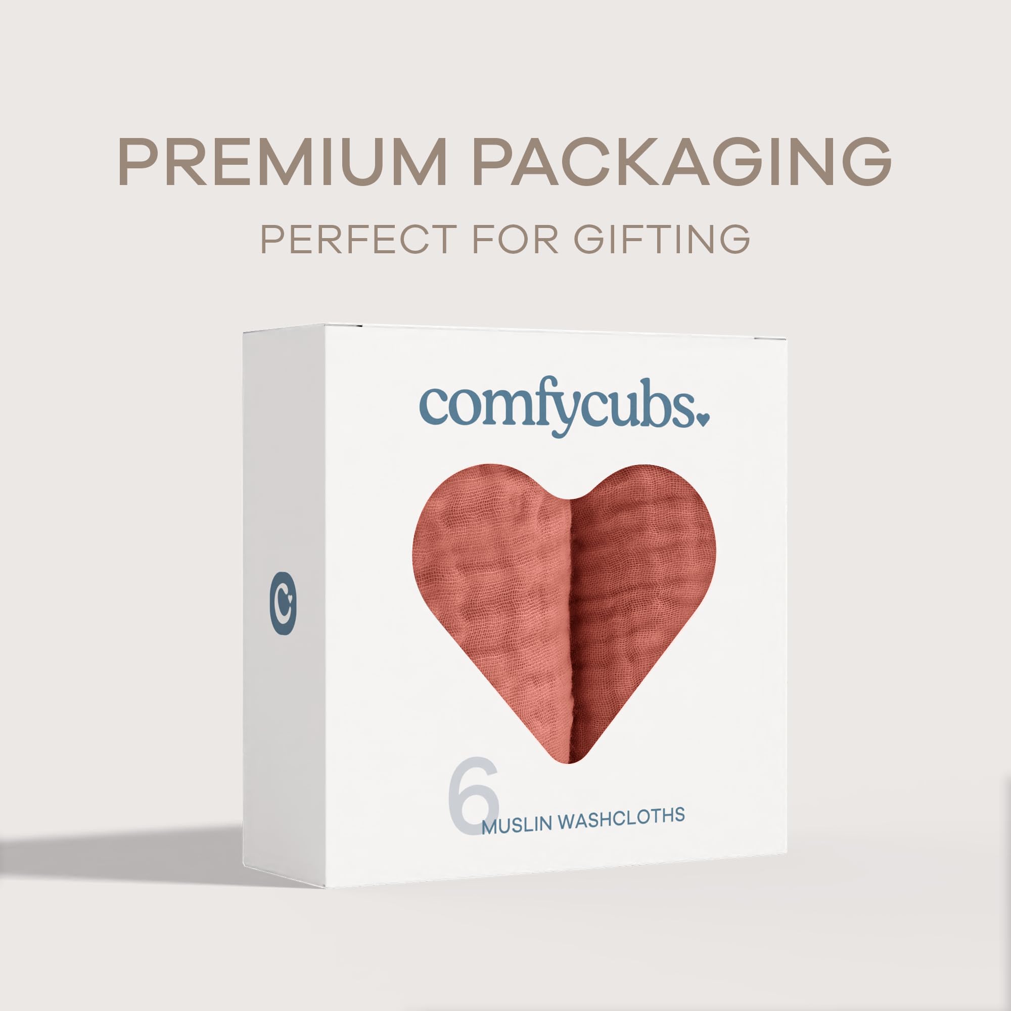 Comfy Cubs dusty-rose washcloths ready in a gift box for baby showers.