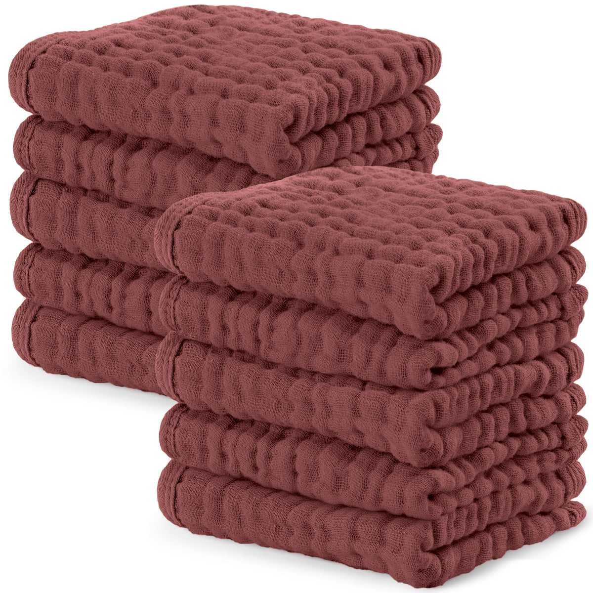 Comfy Cubs muslin washcloth close-up highlighting six-layer absorbency for gentle bath time.