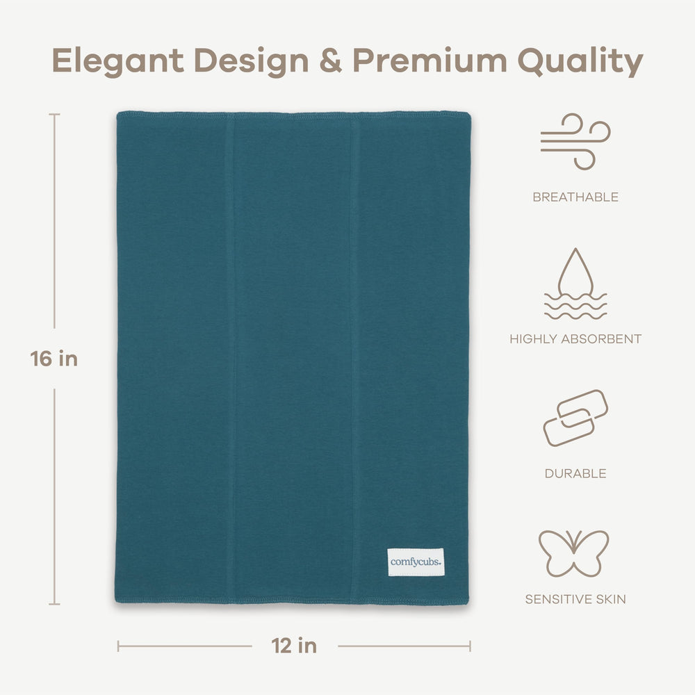 Comfy Cubs Neptune burp cloths folded for compact on-the-go use