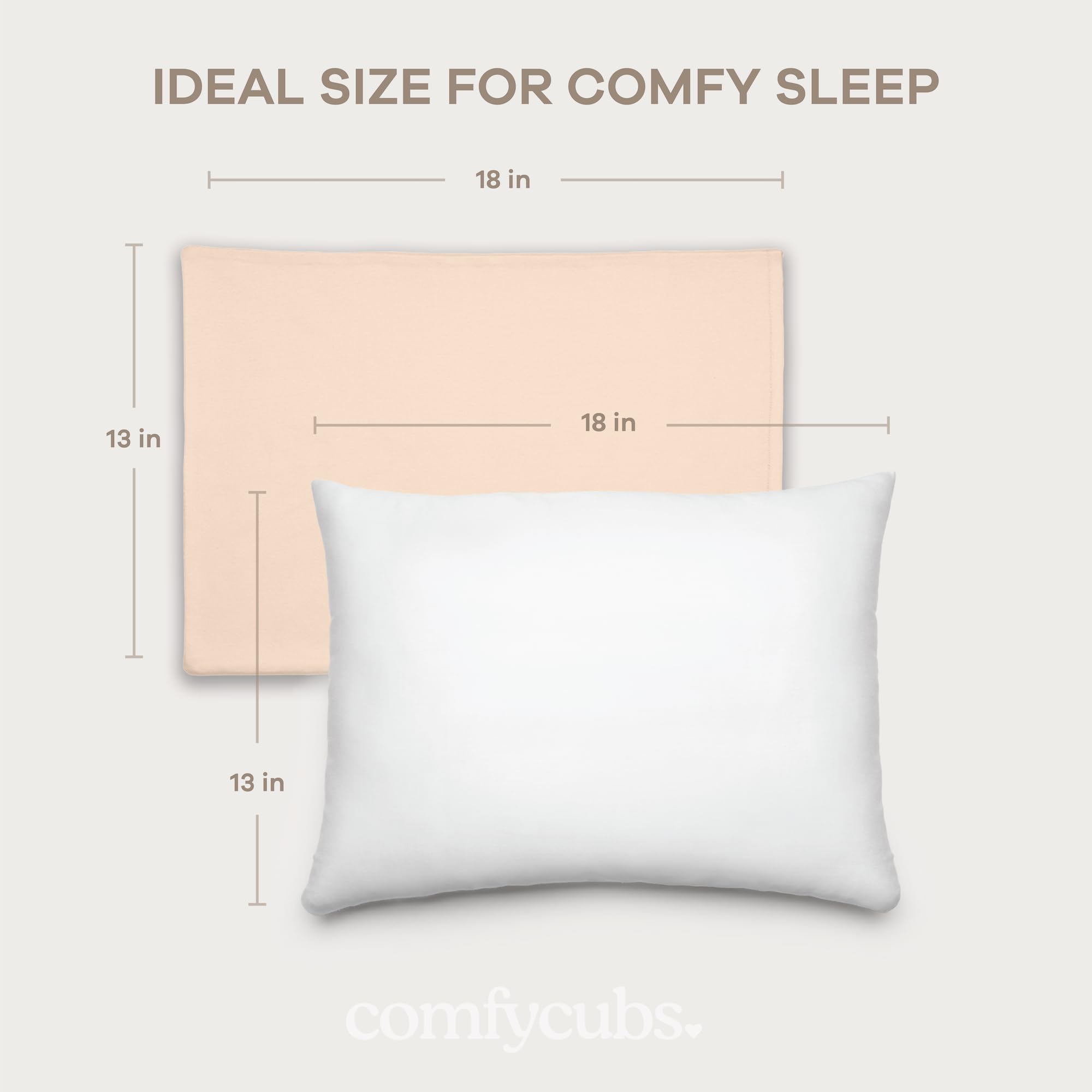 Comfy Cubs nursery sleep setup scene with cozy toddler pillow in cream