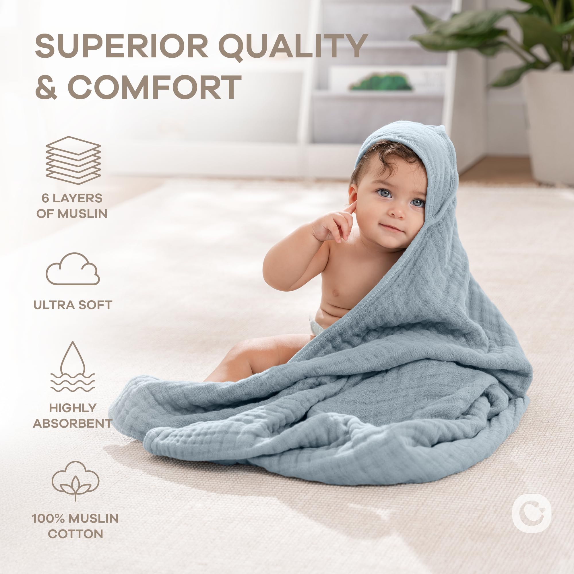 Comfy Cubs Pacific Blue and Fern colorway offers stylish, unisex bath towels.
