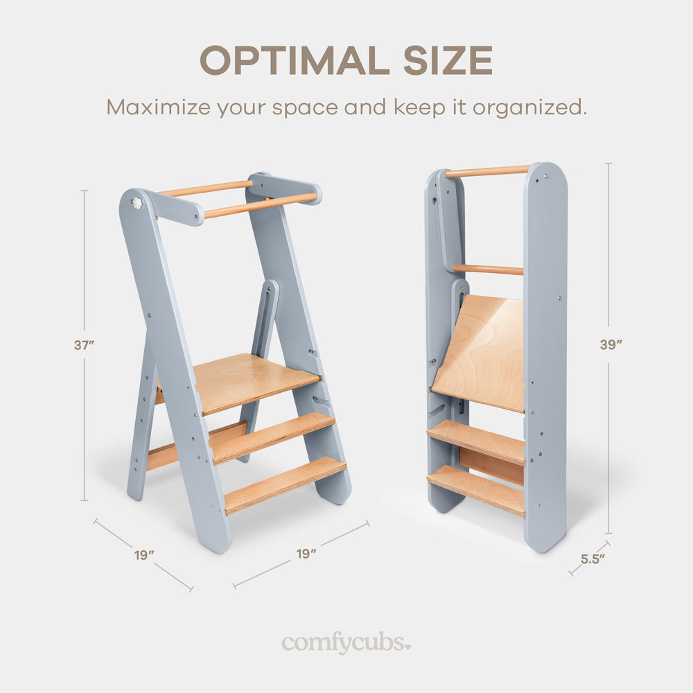 Comfy Cubs Pacific Blue toddler tower supports up to 90 pounds.