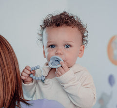 Comfy Cubs pacifier blue soft-nipple detail emphasizes natural-feel comfort