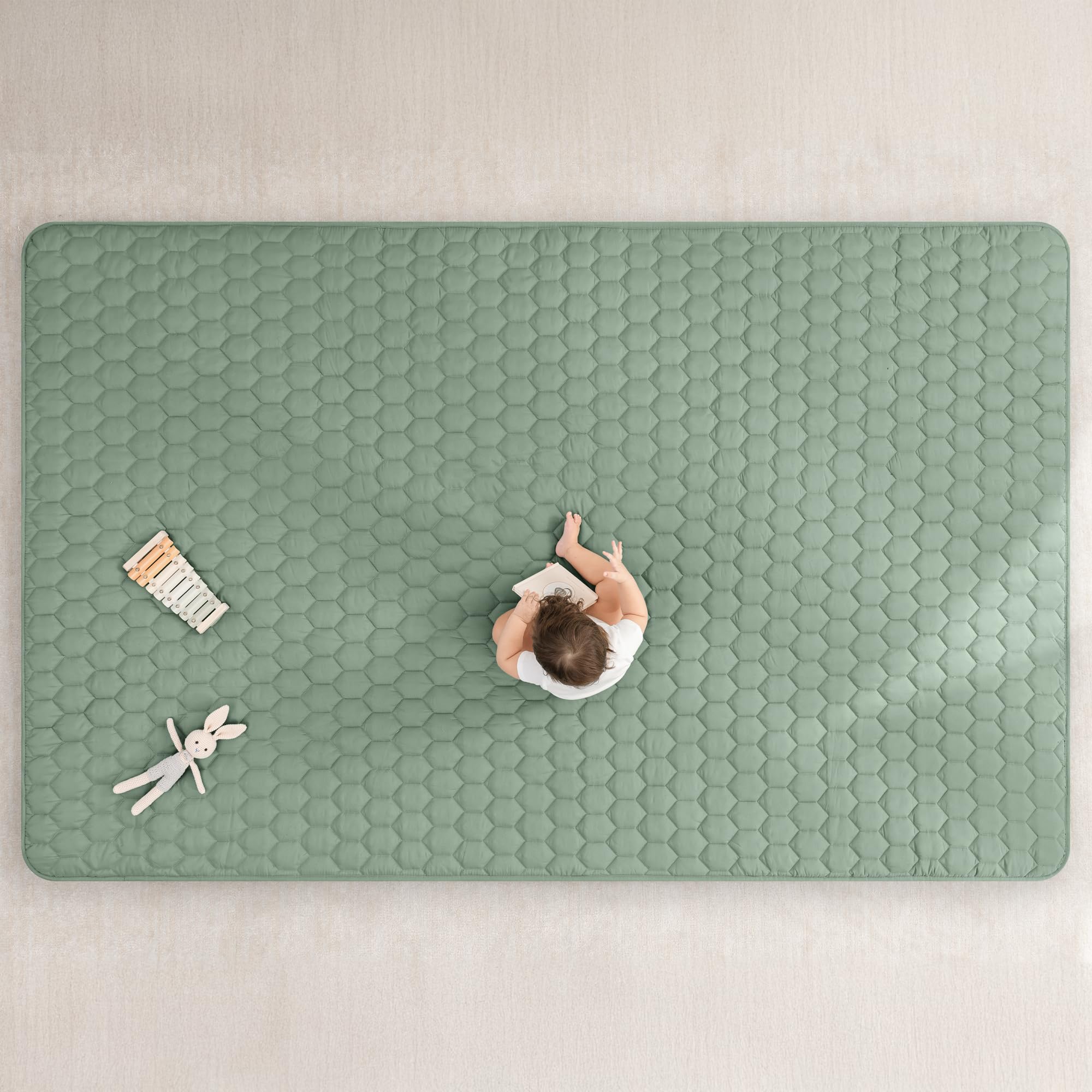 Comfy Cubs Fern rectangle play mat non-slip bottom for stable play