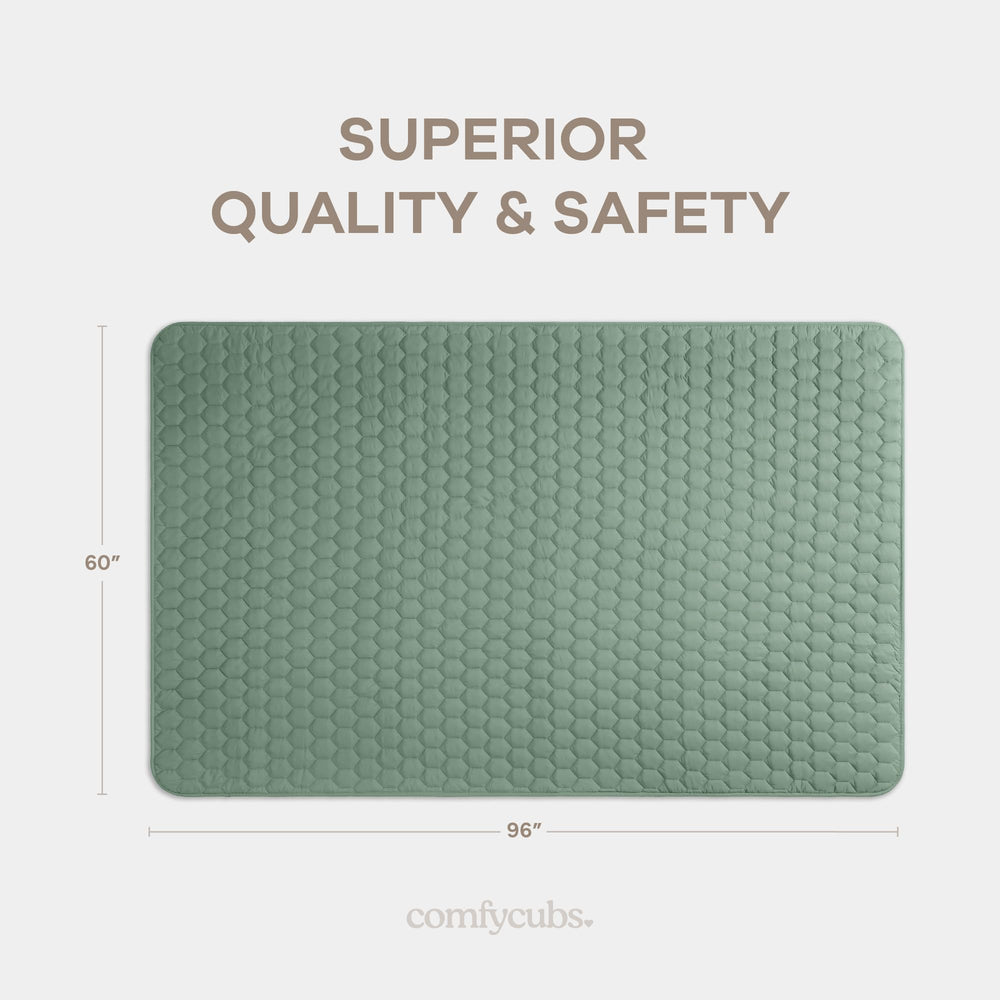 Comfy Cubs Fern rectangle play mat quilted detail highlights plush padding