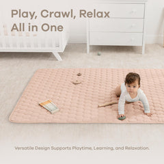 Comfy Cubs rectangle play mat blush non-slip bottom keeps mat stable