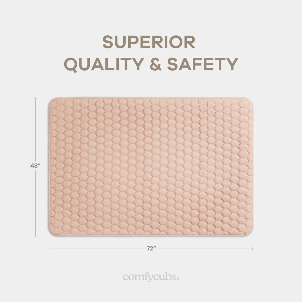 Comfy Cubs rectangle play mat blush spread-out surface supports spacious play