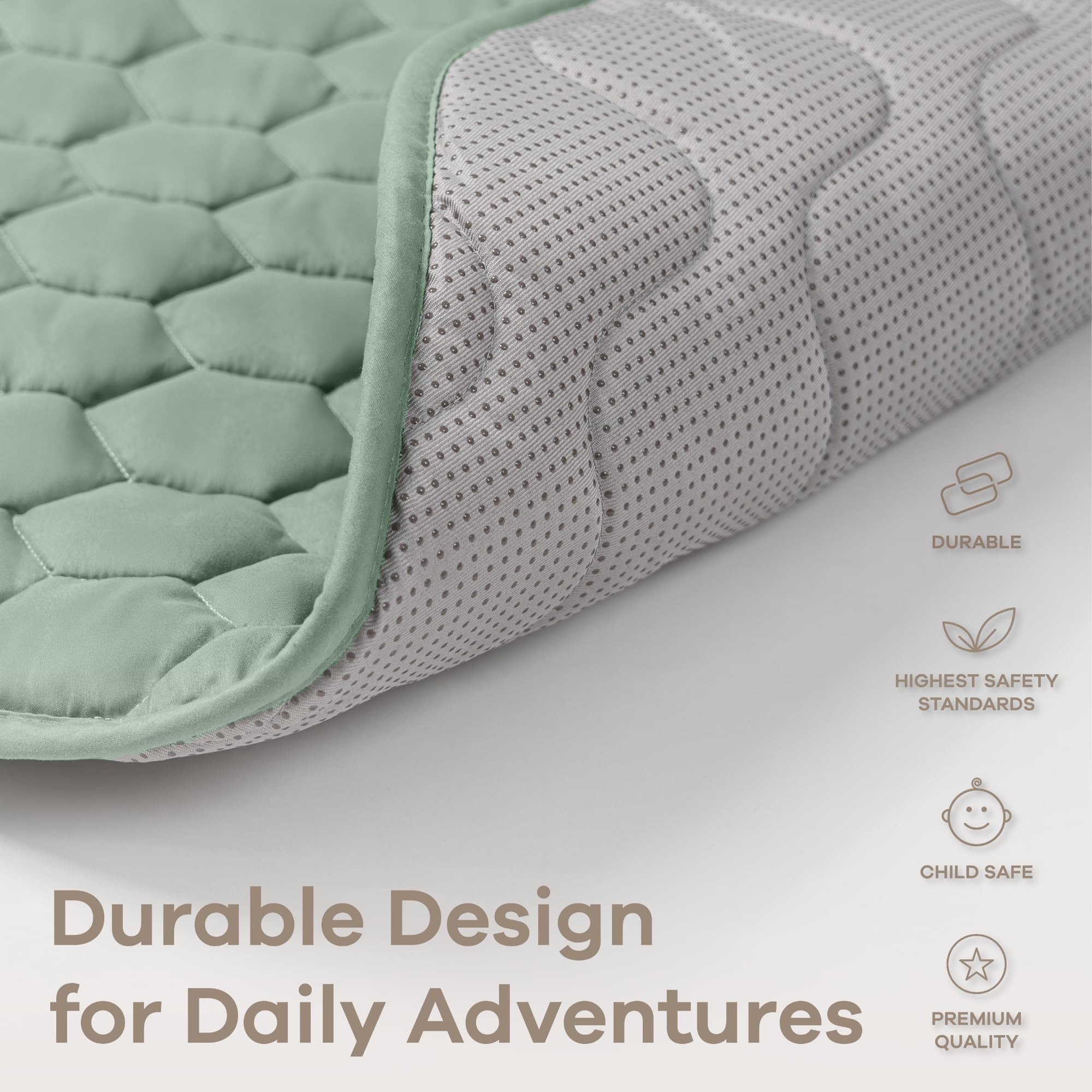 Comfy Cubs rectangle play mat fern in nursery scene supports versatile use and easy care