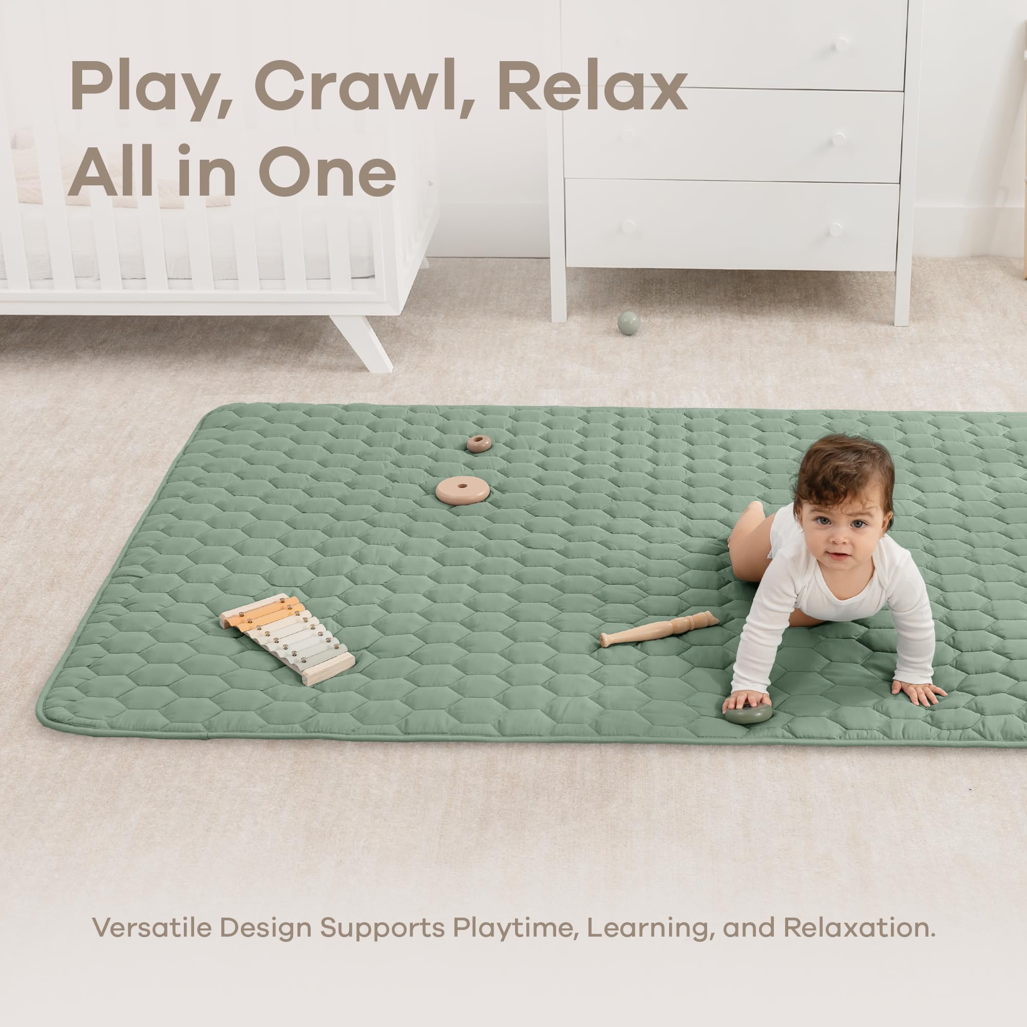 Comfy Cubs rectangle play mat fern plush surface invites soft rolling
