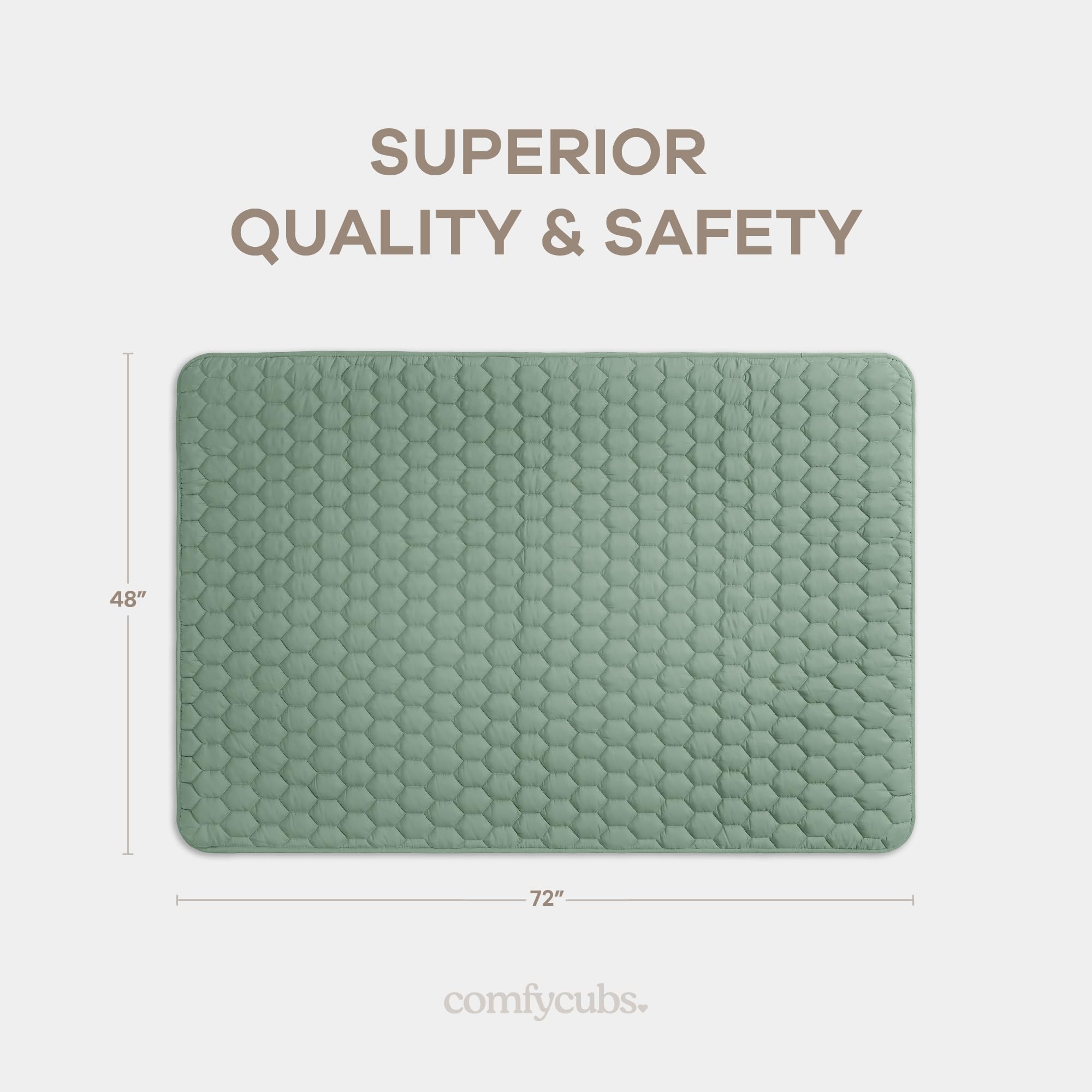 Comfy Cubs rectangle play mat fern quilted top detail highlights cushioned comfort